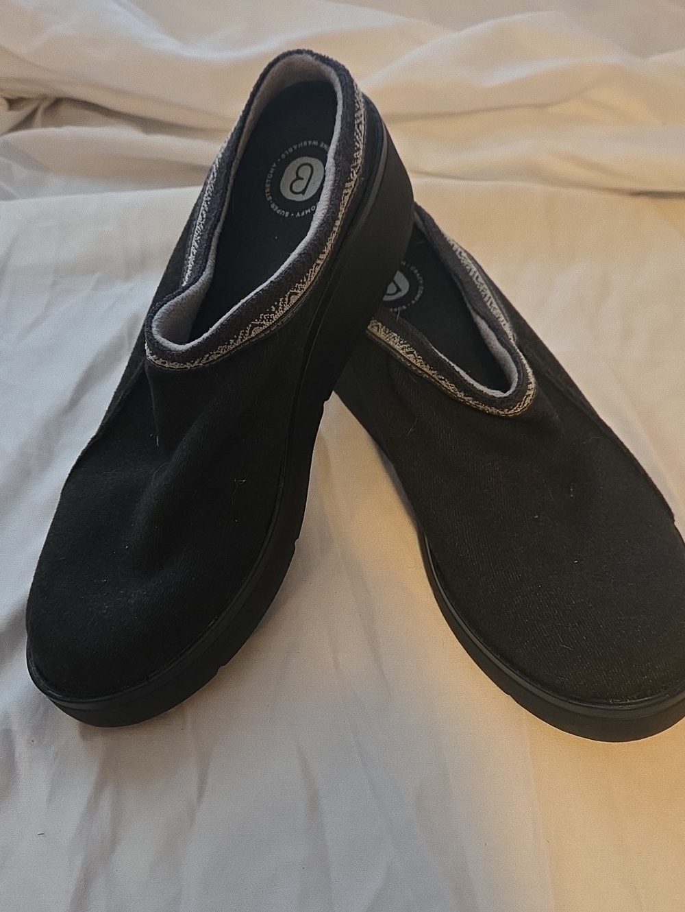 Black Slip-On Canvas Womans Shoes